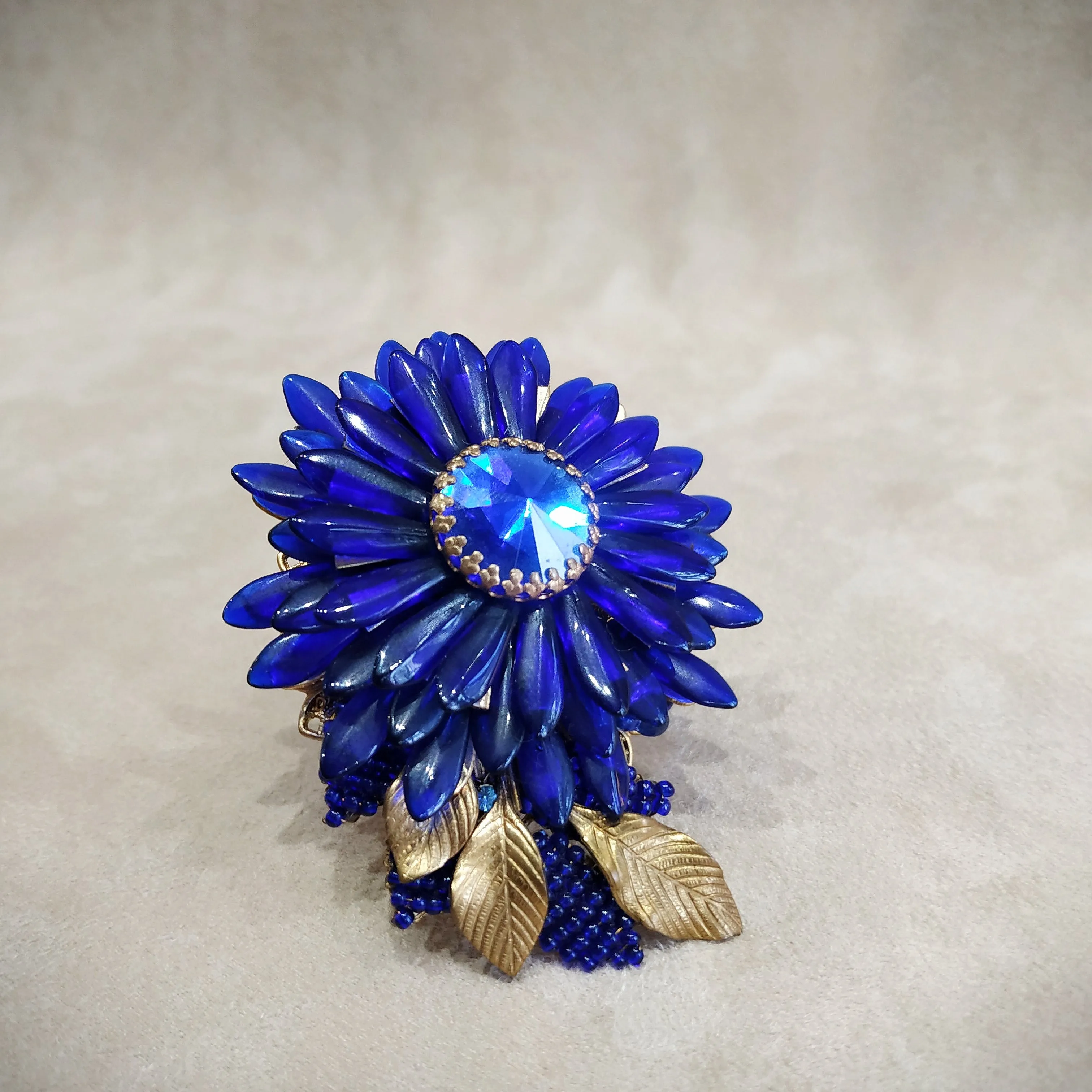 Stanley Hagler Blue Cobalt blue flower statement Brooch