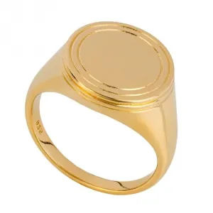 Statement Gold Plated Signet Ring R3829