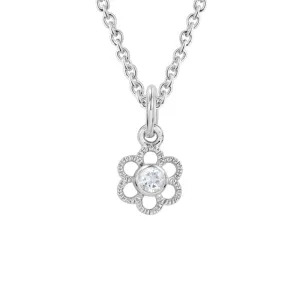 STERLING SILVER 2.5MM WHITE TOPAZ FLOWER NECKLACE