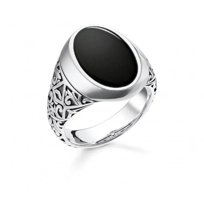 Sterling Silver Black Signet Ring TR2242-698-11