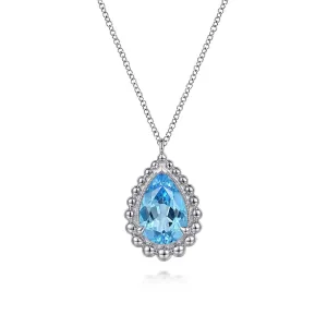 Sterling Silver Blue Topaz 17.5 inch Necklace