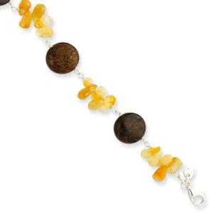 Sterling Silver Brown Stone Citrine Bracelet