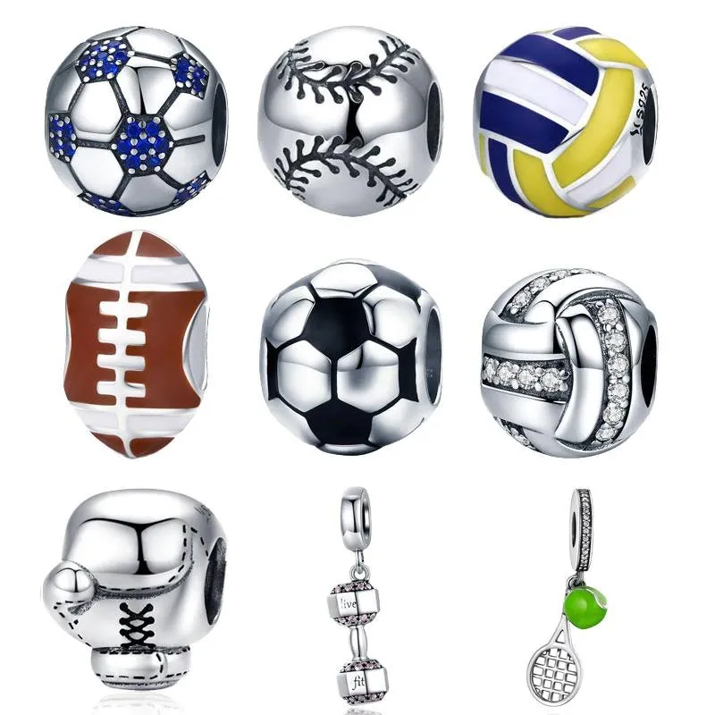 Sterling Silver Football Sports Charm Beads