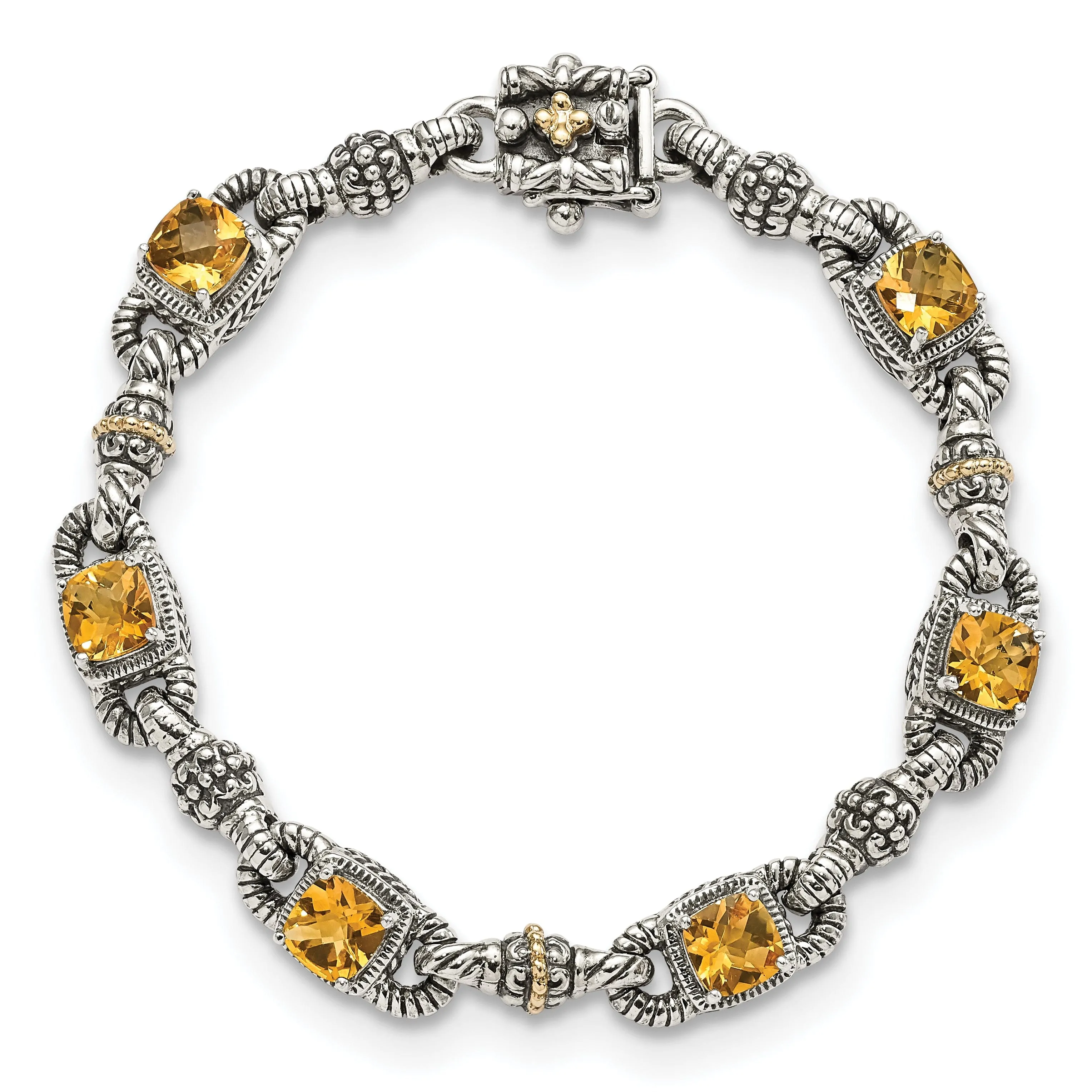 Sterling Silver Gold Citrine 7.25 Bracelet