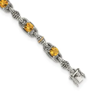 Sterling Silver Gold Citrine 7.25 Bracelet