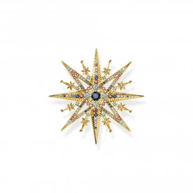 Sterling Silver Gold Plated Multicoloured Stones Star Brooch X0281-959-7