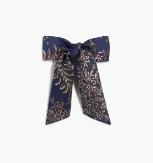 The Belle Bow - Navy Bird Brocade