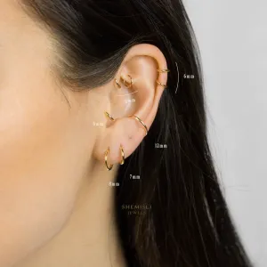 Thin Hoops Rings for Ear Piercings, Hoop With Hinge, 6, 7, 8, 9, 10, 12mm, Unisex, Gold, Silver SH426, SH427, SH428, SH429, SH430, SH432