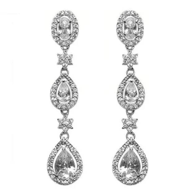 Trina Cascade Pear Linear Chandelier Earrings | 43mm