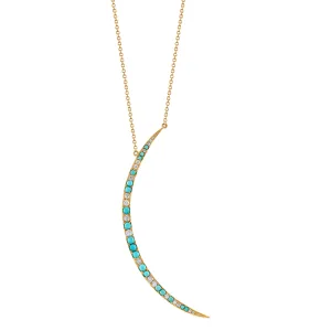 Turquoise Diamond Crescent Moon Necklace