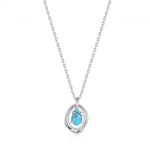 Turquoise Wave Circle Pendant Necklace N044-03H