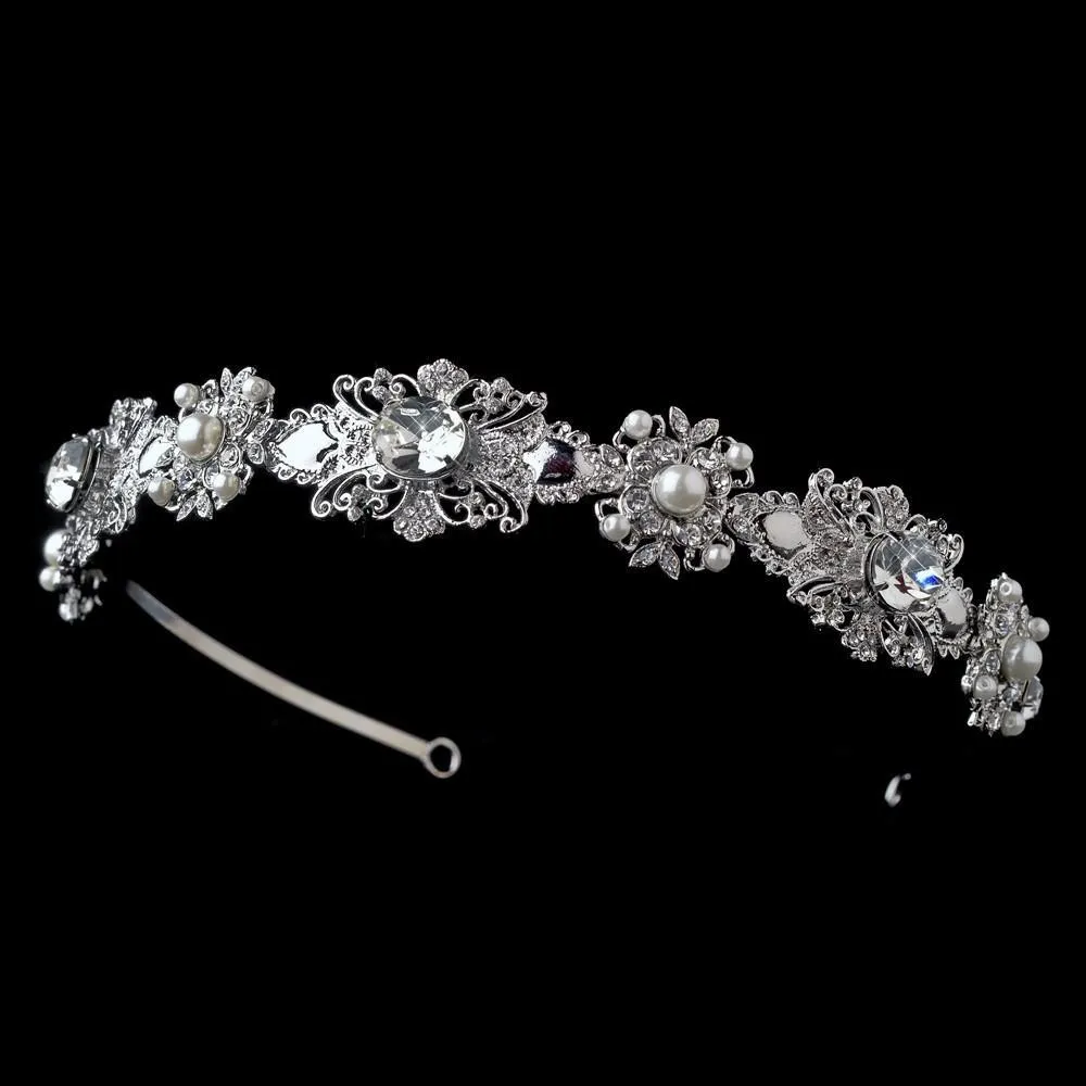 Vintage Bridal Headband with Pearls & crystals