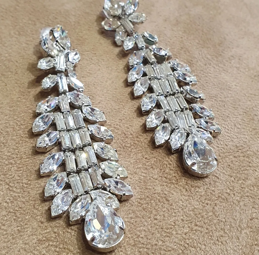 Vintage Crystal Chandelier Earrings with baguettes