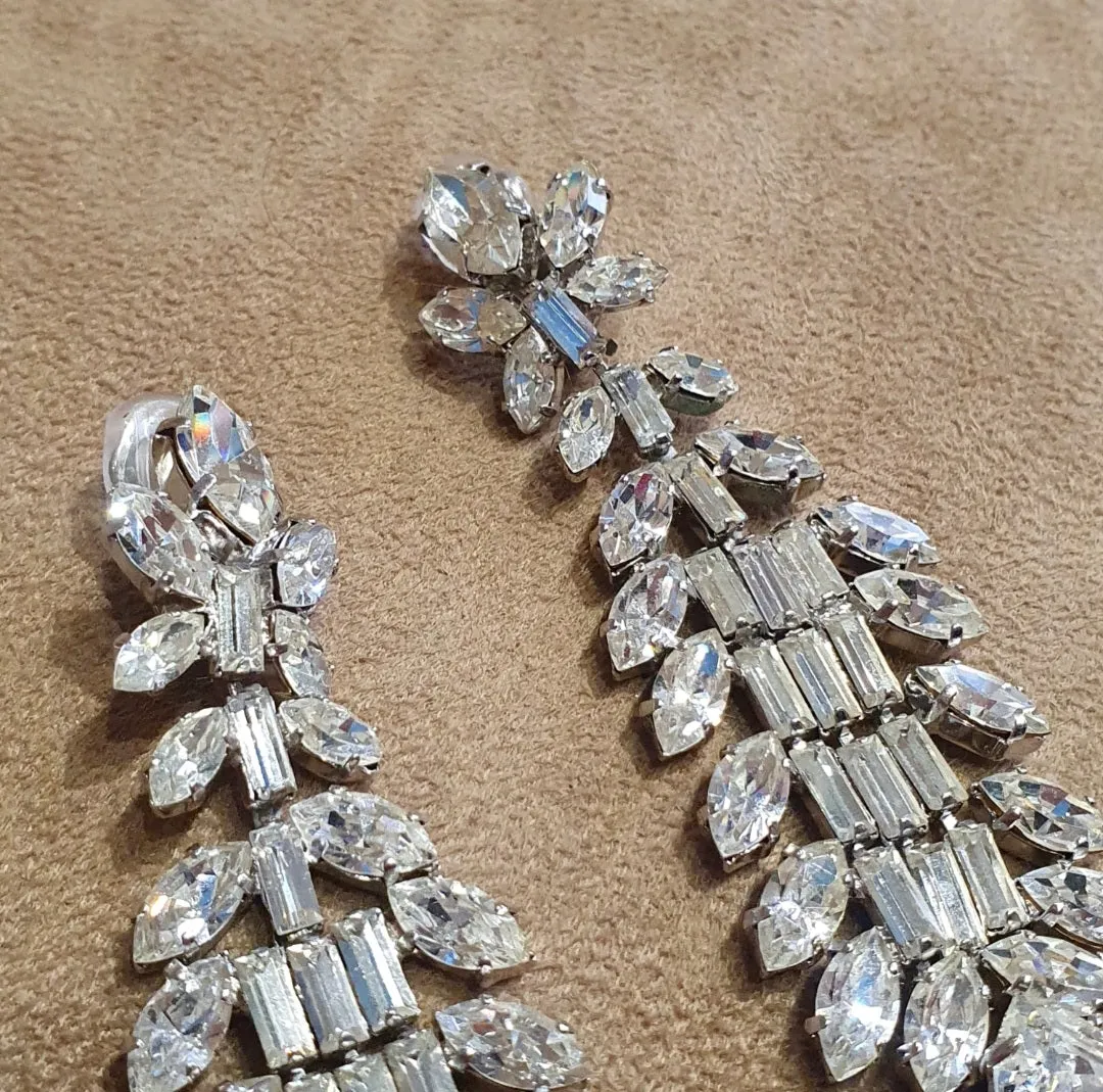 Vintage Crystal Chandelier Earrings with baguettes