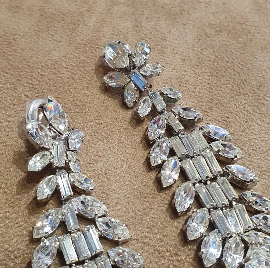 Vintage Crystal Chandelier Earrings with baguettes