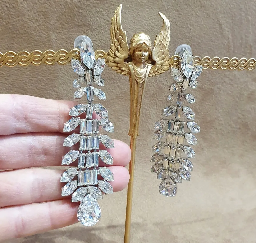 Vintage Crystal Chandelier Earrings with baguettes