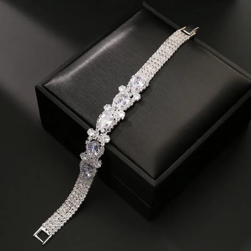 Water Drop Zircon Bracelet Women Full Diamond Super Flash Fashion Bracelet Bridal Jewelry