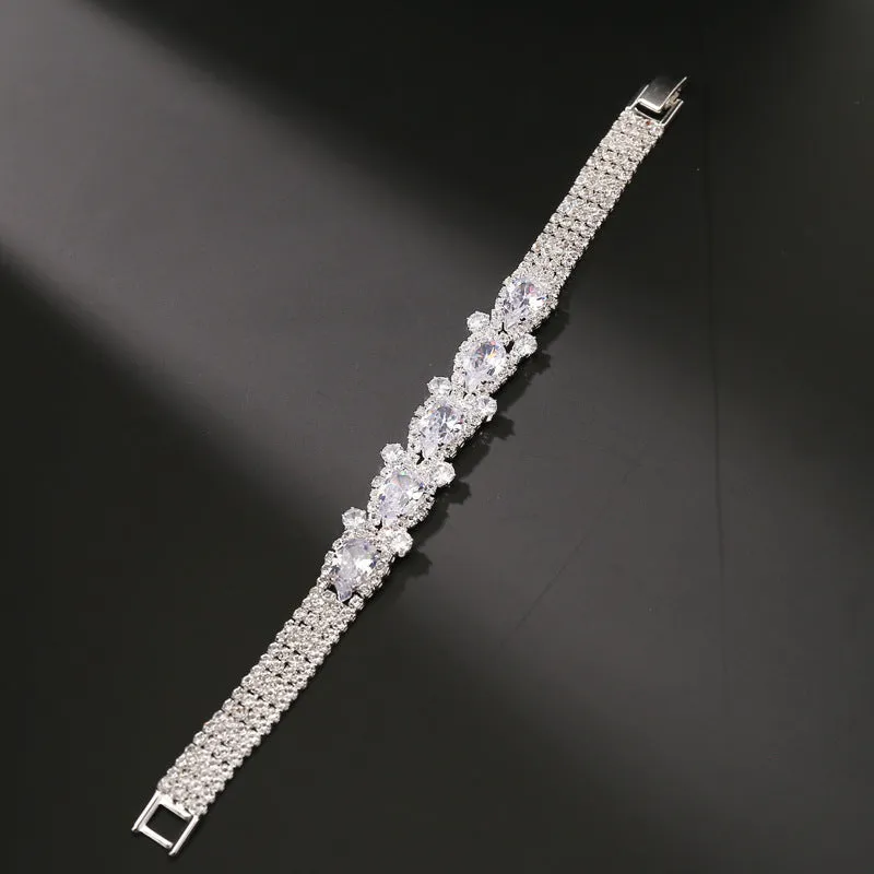 Water Drop Zircon Bracelet Women Full Diamond Super Flash Fashion Bracelet Bridal Jewelry