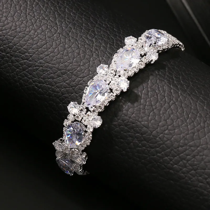 Water Drop Zircon Bracelet Women Full Diamond Super Flash Fashion Bracelet Bridal Jewelry