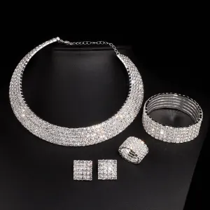 Wedding Jewelry Romantic Crystal Jewelry Set for Bride with Rhinestones