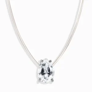 White Topaz Necklace Floating Sway - April Birthstone