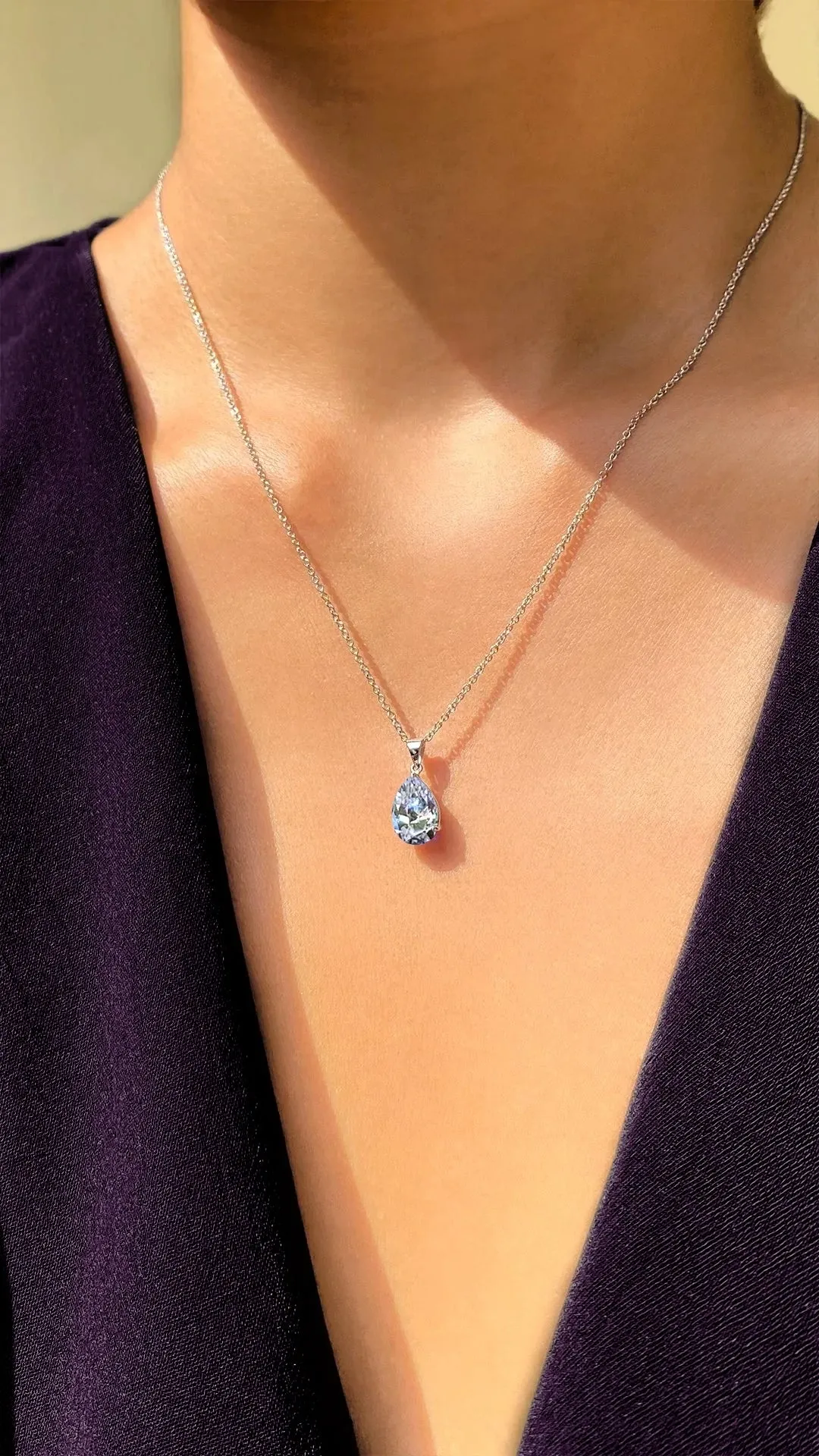 White Zircon Stone Charm Necklace