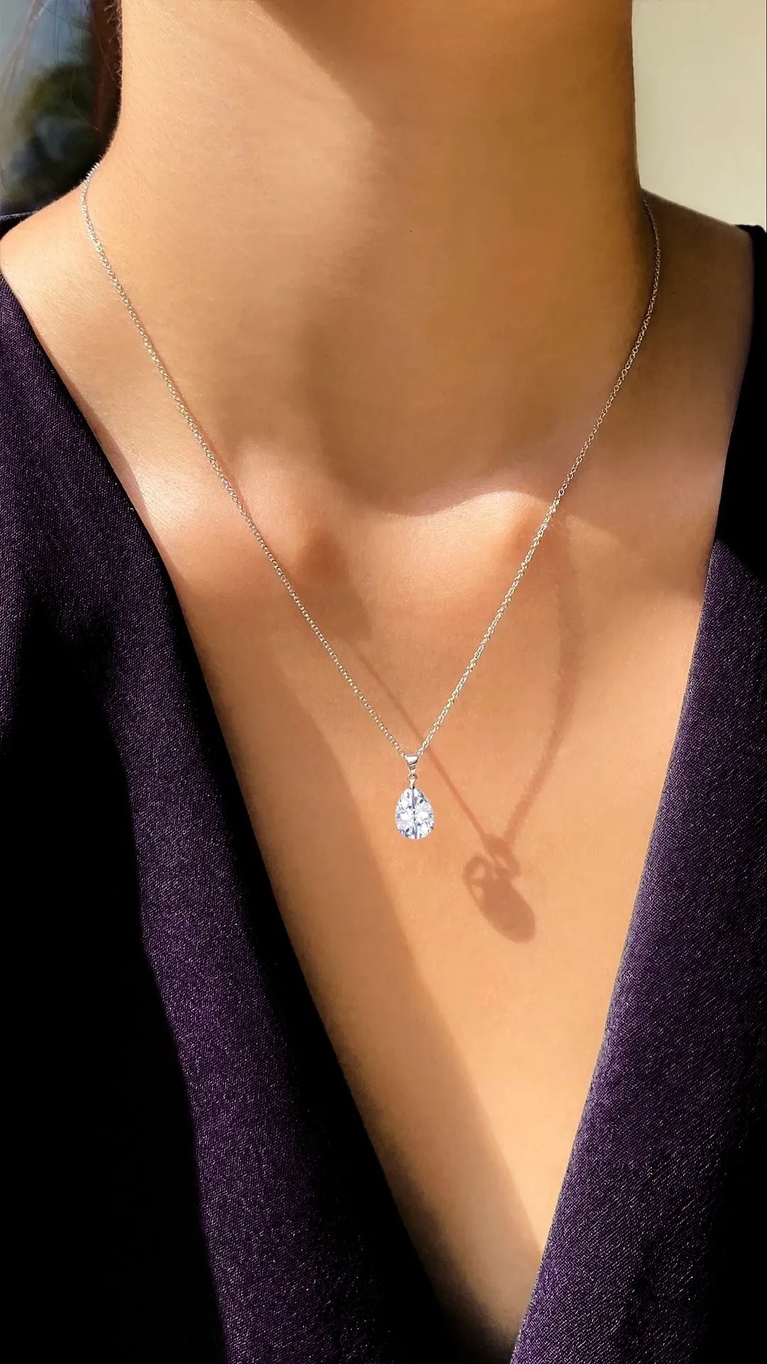 White Zircon Stone Charm Necklace