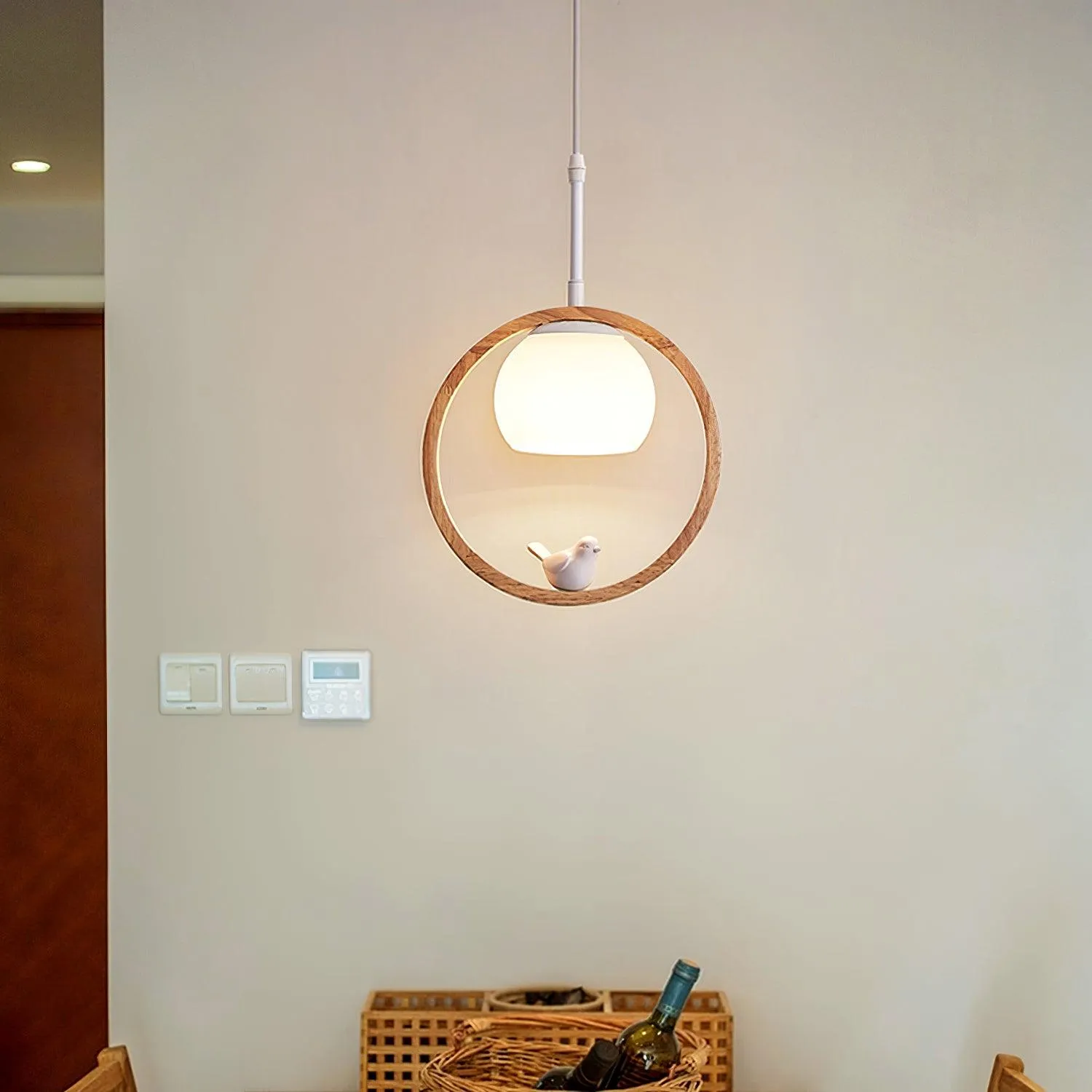 Wood Bird Pendant Lamp