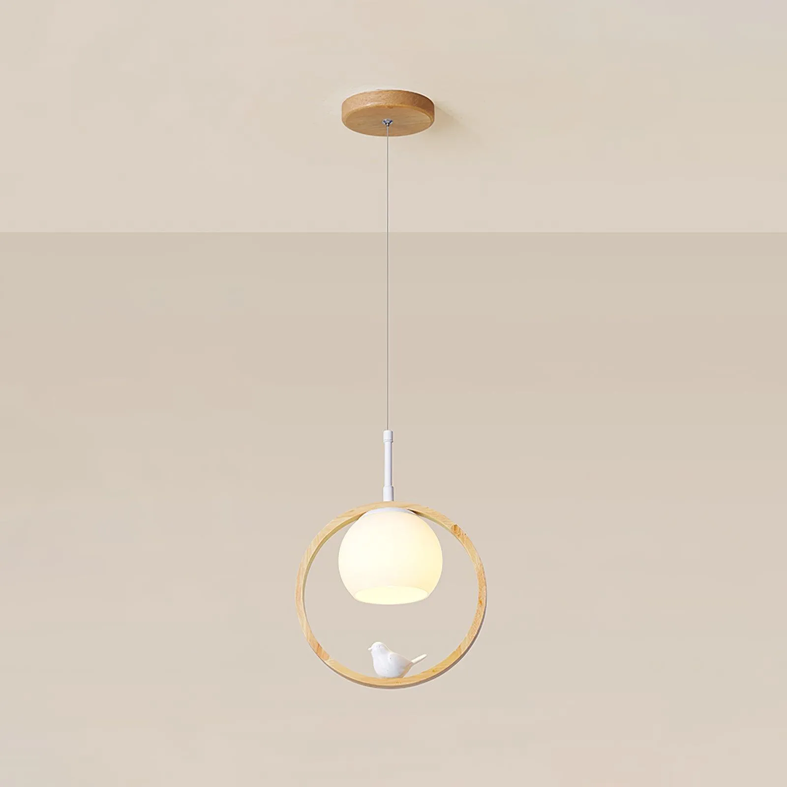 Wood Bird Pendant Lamp