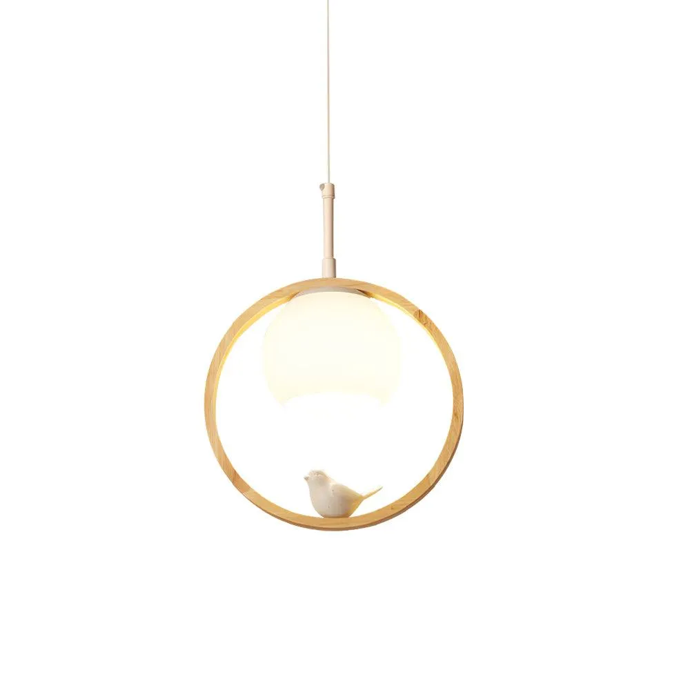 Wood Bird Pendant Lamp