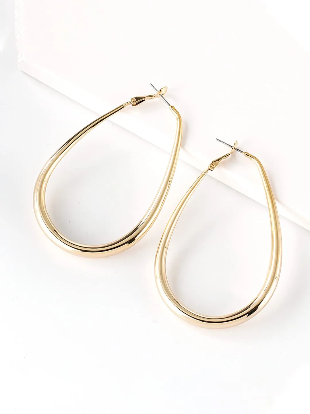 Yellow Chimes Hoop Earrings for Women Fashion Golden Hoops Earrings | Gold Plated Oval Shaped Hoop Earrings for Girls | Birthday Gift for Girls & Women Anniversary Gift for Wife