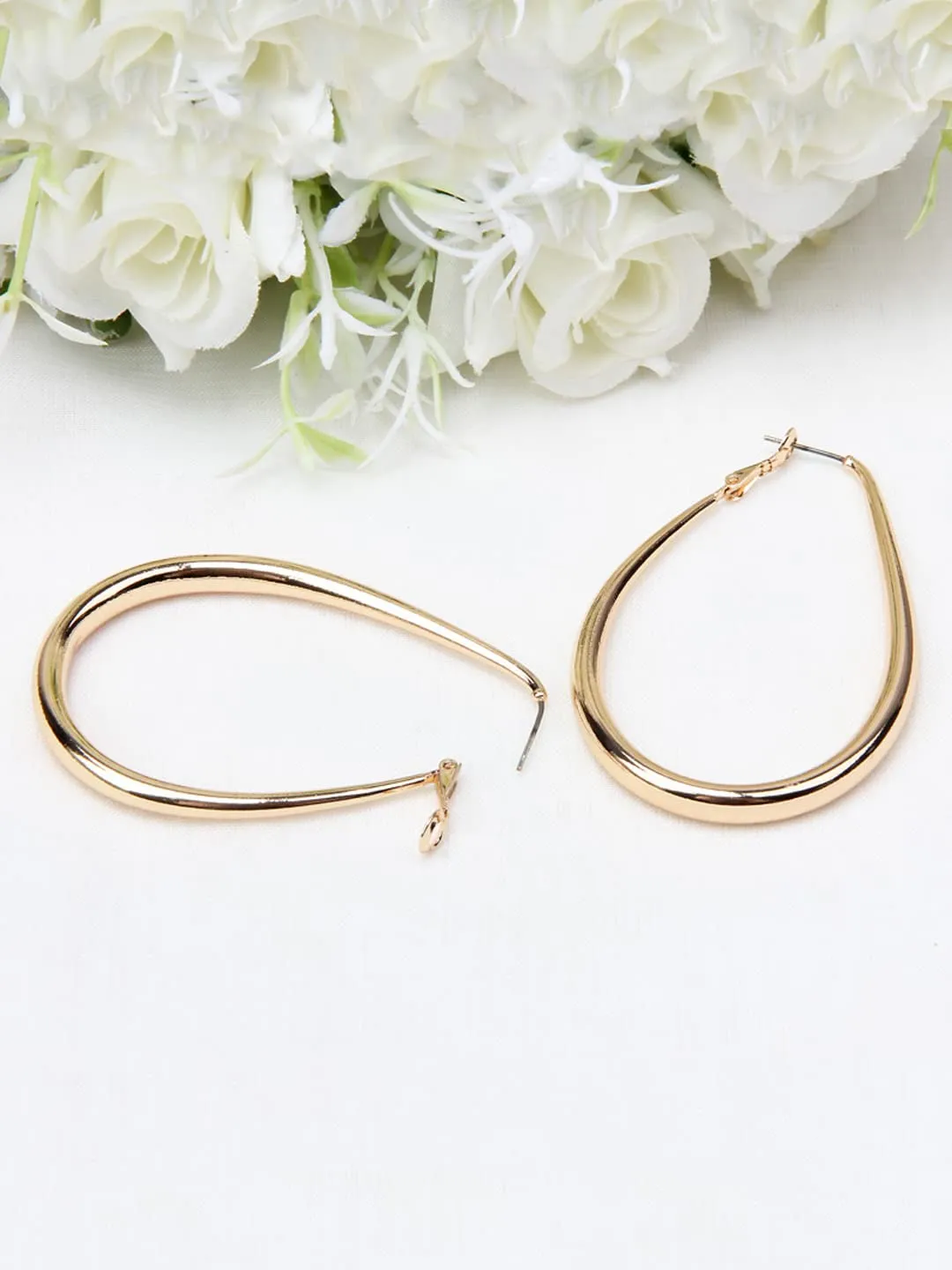 Yellow Chimes Hoop Earrings for Women Fashion Golden Hoops Earrings | Gold Plated Oval Shaped Hoop Earrings for Girls | Birthday Gift for Girls & Women Anniversary Gift for Wife