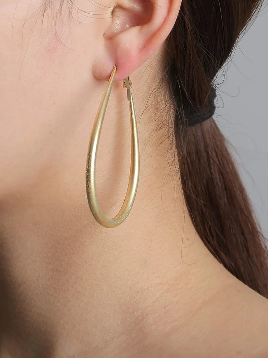 Yellow Chimes Hoop Earrings for Women Fashion Golden Hoops Earrings | Gold Plated Oval Shaped Hoop Earrings for Girls | Birthday Gift for Girls & Women Anniversary Gift for Wife