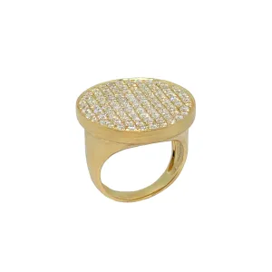 Yellow Gold and Diamonds Signet Ring 25mm