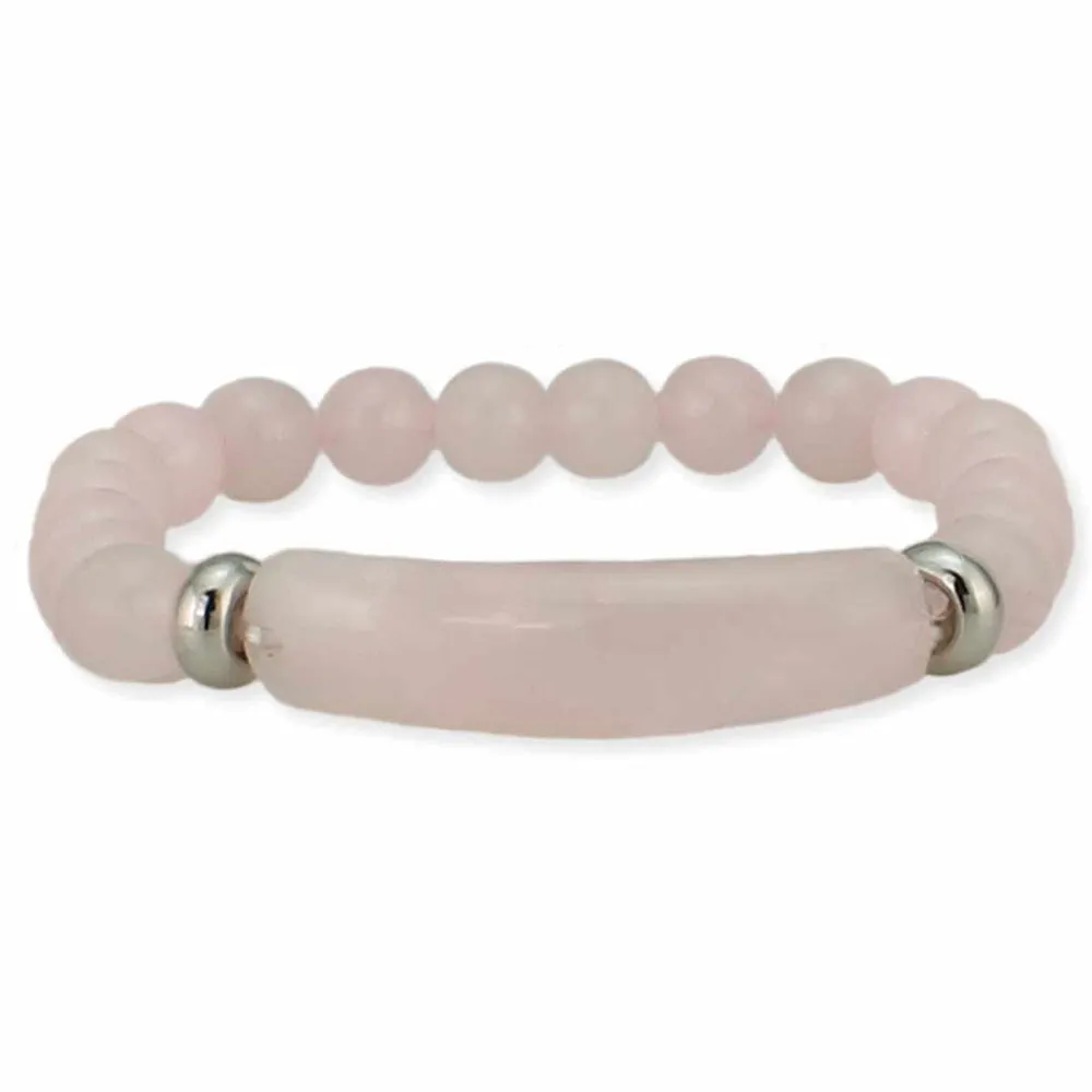 Zad White Rose Quartz Bar Stone Bracelet