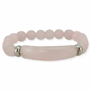 Zad White Rose Quartz Bar Stone Bracelet