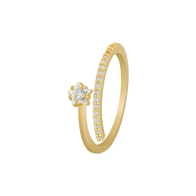 Zircon Gold Color Star Open Rings